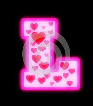 ValentineÃ¢â¬â¢s! Love is all a blur!Letter L with multiple hearts, to signify love,emotion,confusion,giddiness etc photo